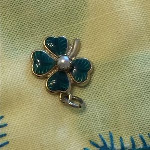 Vintage Four-Leaf Clover Charm w/Cultured Pearl